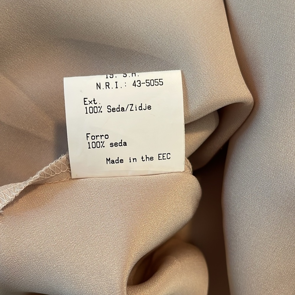 100% silk chiffon butterfly dress beige and black size 38 XS - Picture 9 of 11
